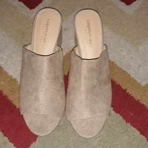 Tan suede mules